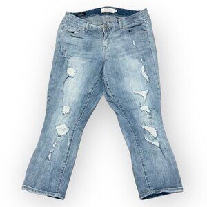 TORRID Light Wash Mid Rise Distressed Skinny Plus Size Jeans Size 12